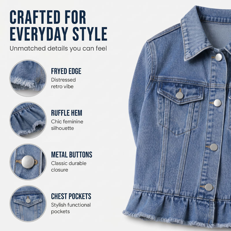 🧥⏳ BEFRISTETES ANGEBOT – 50% RABATT! Damen-Sommer-Jeansjacke mit Rüschenärmeln – Lässig, verspielt & perfekt für laue Sommerabende 🌸✨
