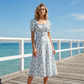 👗🌸 50% RABATT! Damen Blumenprint Kleid mit quadratischem Ausschnitt – Leicht, luftig & perfekt für Sommer, Strand & Urlaub ✨