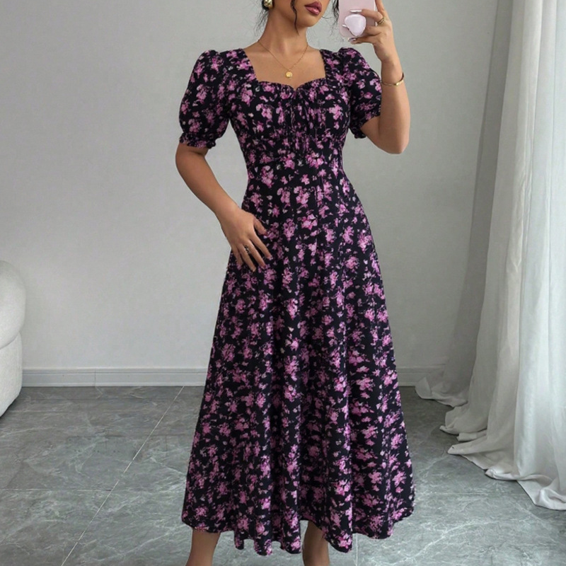 👗🌸 50% RABATT! Damen Blumenprint Kleid mit quadratischem Ausschnitt – Leicht, luftig & perfekt für Sommer, Strand & Urlaub ✨