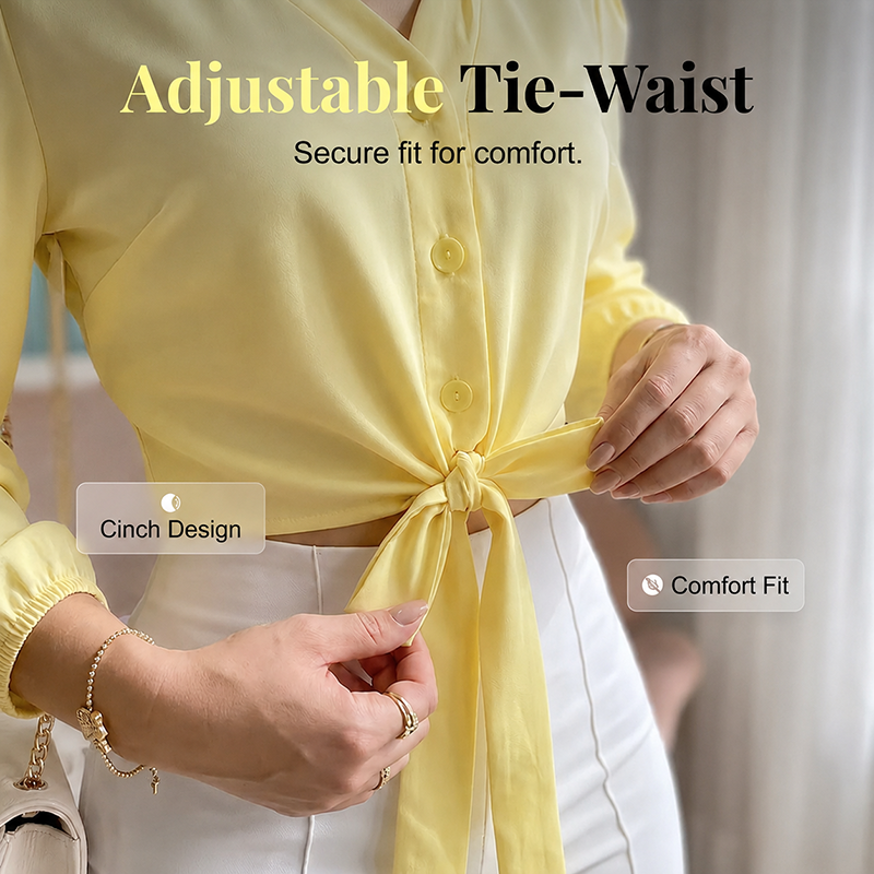 👕✨ 50% RABATT! Elegantes Damenoberteil mit V-Ausschnitt und Bindegürtel – Figurbetont, vielseitig & perfekt für Büro, Dates & besondere Anlässe 🌸