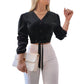 👕✨ 50% RABATT! Elegantes Damenoberteil mit V-Ausschnitt und Bindegürtel – Figurbetont, vielseitig & perfekt für Büro, Dates & besondere Anlässe 🌸
