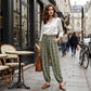 👖 Damen-Harfenhose mit Gummibund & Print – hohe Taille, luftige Passform & vielseitig für Alltag, Strand & Reisen 🌸☀️