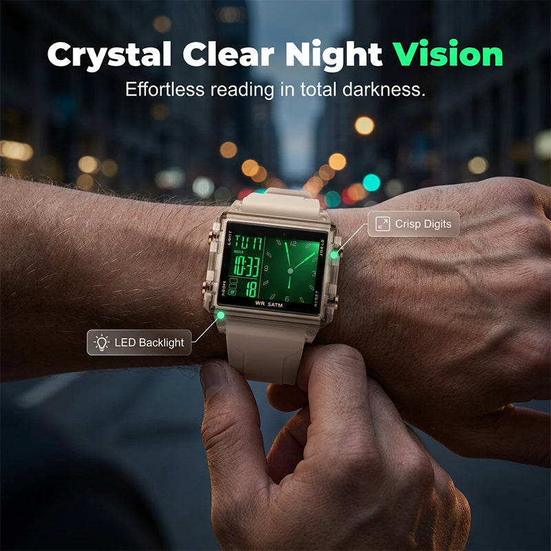⌚ 50% RABATT! 💧Transparente Digitaluhr – 50M wasserdicht, Leuchtdisplay & Hybrid-Zeitanzeige – Stil trifft Funktion ✨