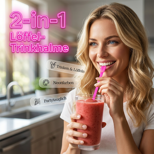 🥤🍨 50% RABATT! 2-in-1 Löffel-Trinkhalme – Trinken & Rühren in einem, ideal für Bubble Tea, FroYo & Smoothies ✨