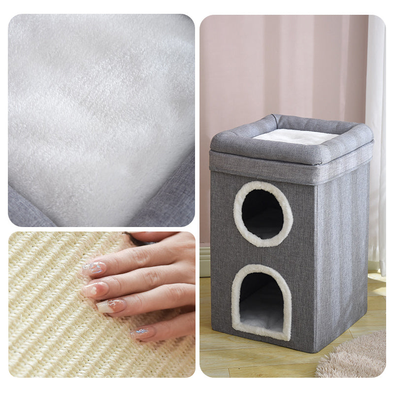 🐱🏠 50% RABATT! Faltbares Mehrstöckiges Katzenhaus mit Kratzpad – Kuschelhöhle, Kratzmöglichkeit & platzsparend klappbar ✨