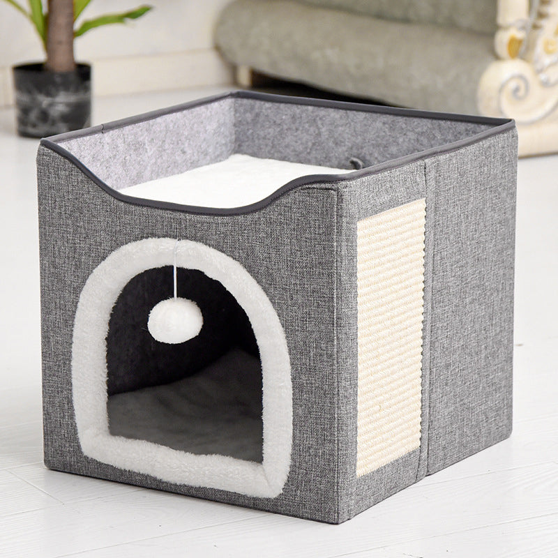 🐱🏠 50% RABATT! Faltbares Mehrstöckiges Katzenhaus mit Kratzpad – Kuschelhöhle, Kratzmöglichkeit & platzsparend klappbar ✨