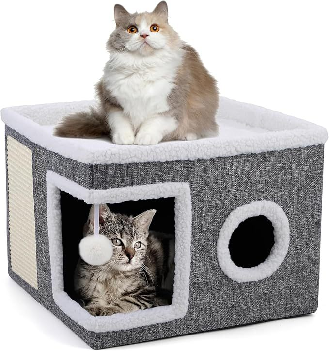 🐱🏠 50% RABATT! Faltbares Mehrstöckiges Katzenhaus mit Kratzpad – Kuschelhöhle, Kratzmöglichkeit & platzsparend klappbar ✨