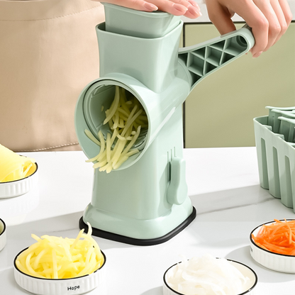 🥕🔪 50% RABATT! Multifunktionaler Rotations-Gemüseschneider – Würfeln, Scheiben, Streifen & Julienne in Sekunden – Inkl. Edelstahl-Klingen ✨