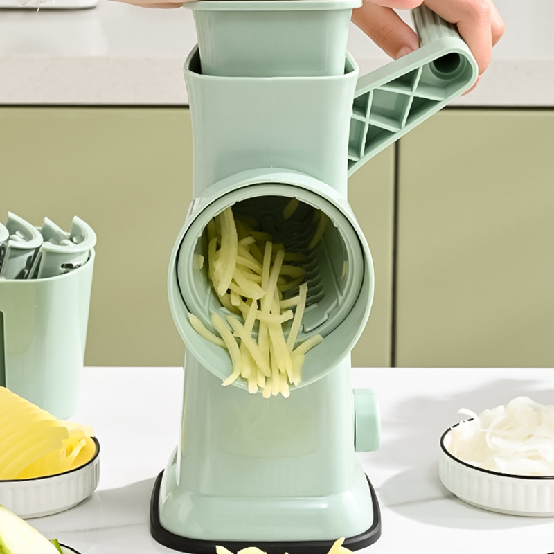 🥕🔪 50% RABATT! Multifunktionaler Rotations-Gemüseschneider – Würfeln, Scheiben, Streifen & Julienne in Sekunden – Inkl. Edelstahl-Klingen ✨