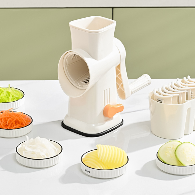 🥕🔪 50% RABATT! Multifunktionaler Rotations-Gemüseschneider – Würfeln, Scheiben, Streifen & Julienne in Sekunden – Inkl. Edelstahl-Klingen ✨
