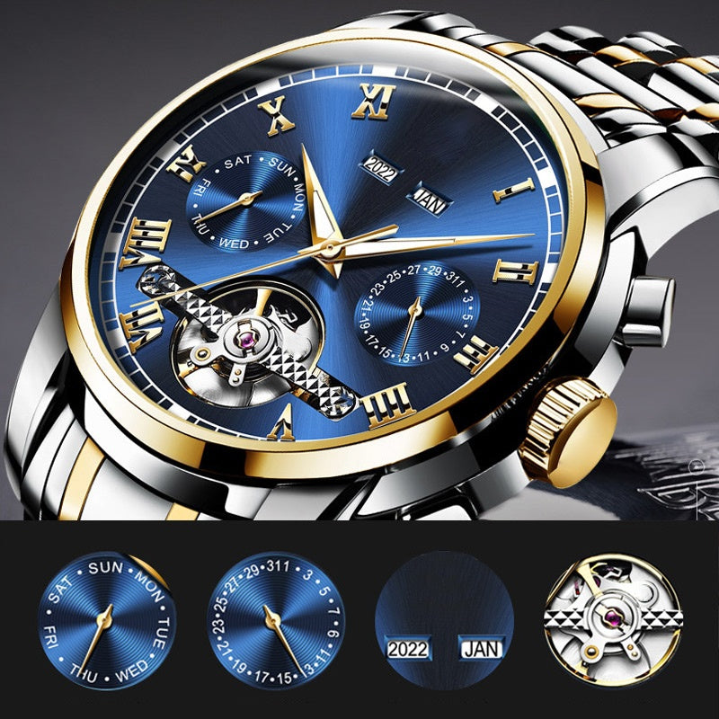 👑Skeletonized men's automatic watch - Visible mechanical movement | Stainless steel case