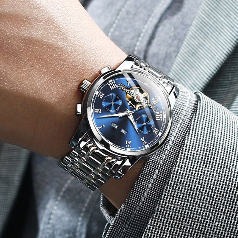 👑Skeletonized men's automatic watch - Visible mechanical movement | Stainless steel case