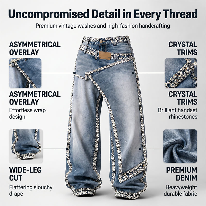 👖✨ 50% RABATT! Damen Weite Jeans mit Strass-Besatz – Hoher Bund, lässiger Wide-Leg & funkelnde Details – Perfekt für Streetstyle & Sommer 🌟