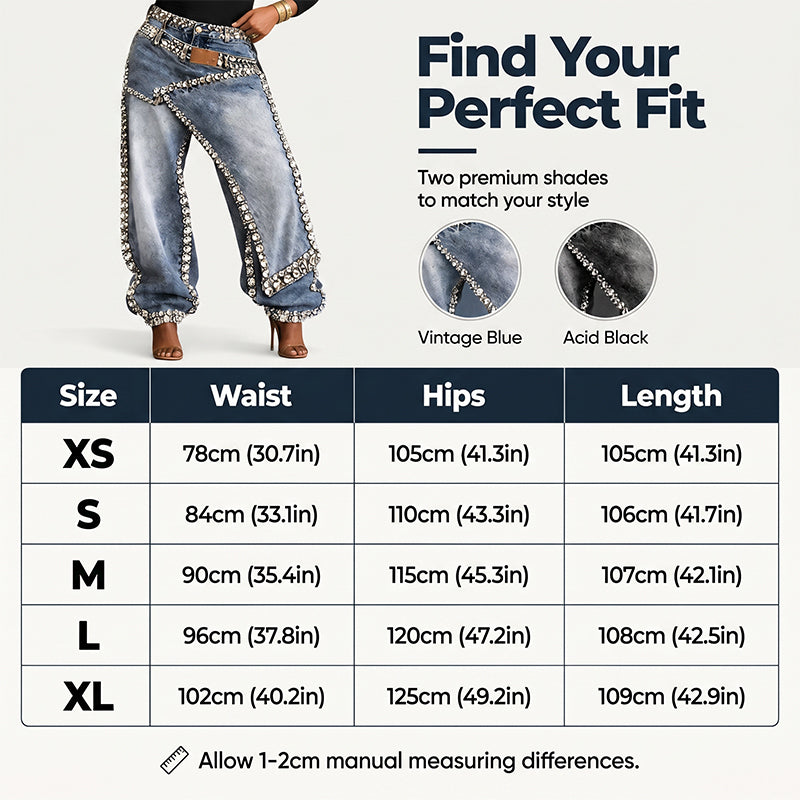 👖✨ 50% RABATT! Damen Weite Jeans mit Strass-Besatz – Hoher Bund, lässiger Wide-Leg & funkelnde Details – Perfekt für Streetstyle & Sommer 🌟