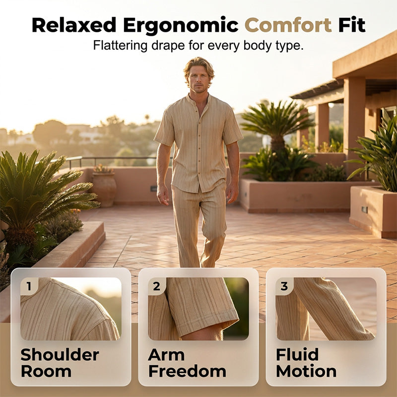 👕🛋️ 50% RABATT! Herren Zweiteiliges Gestreiftes Freizeit-Loungewear-Set – Bequem, atmungsaktiv & perfekt für Zuhause, Stadt & Reisen ☀️