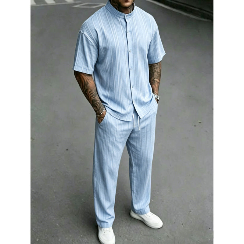 👕🛋️ 50% RABATT! Herren Zweiteiliges Gestreiftes Freizeit-Loungewear-Set – Bequem, atmungsaktiv & perfekt für Zuhause, Stadt & Reisen ☀️