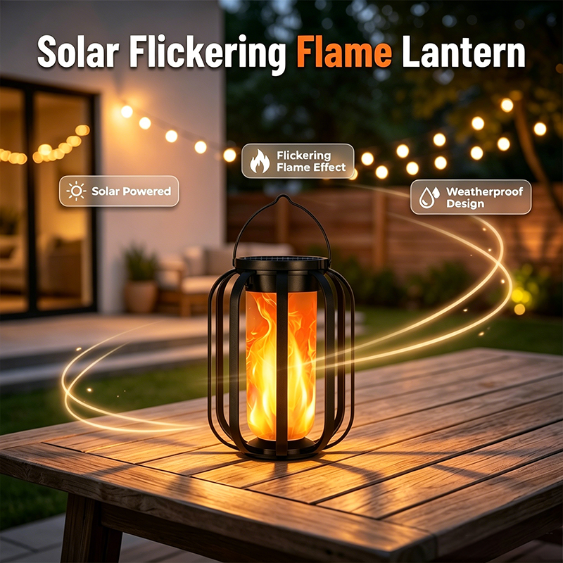 ☀️ Solar-Flackerflammen-Laterne – Wasserdicht & automatisch – Realistisches warmes Licht, perfekt für Terrassen, Gärten oder Wege – kein Kabel nötig 🌙