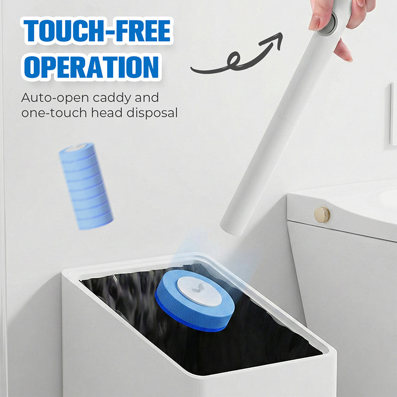 🧹🔥 AKTION -50% ! Kontaktlose Einweg-WC-Bürste – Vorgeladene Reinigungsköpfe Hygienisch, Knopf-Auswurf Keimfrei, Belüfteter Wandhalter Magnetisch Selbstöffnend · Weiß & Grau ✨