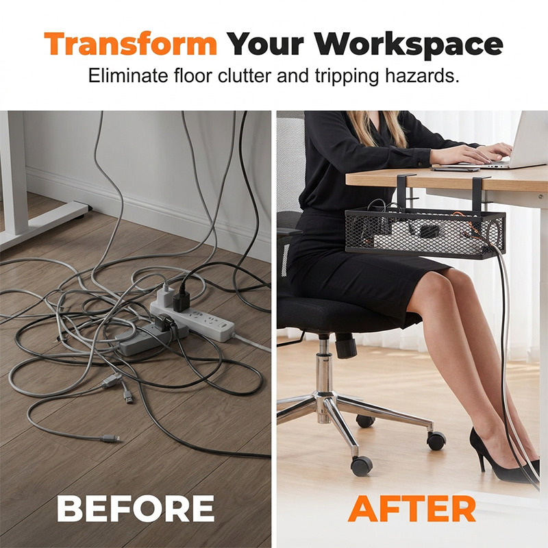 🖥️✨ 50% RABATT! Kabelorganizer unter dem Schreibtisch – Sauber verlegt, rutschfest & werkzeugarm montiert – Ideal für Homeoffice, Gaming-Setup & Schreibtisch ✨
