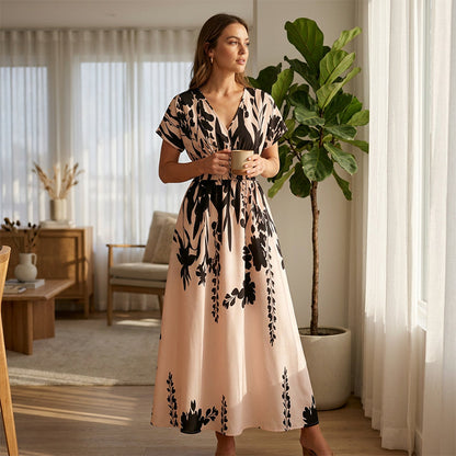 👗🌸 50% RABATT! Bedrucktes Damen-Maxikleid mit hoher Taille – Figurbetont, leicht & perfekt für Sommer, Strand & Urlaub ☀️✨