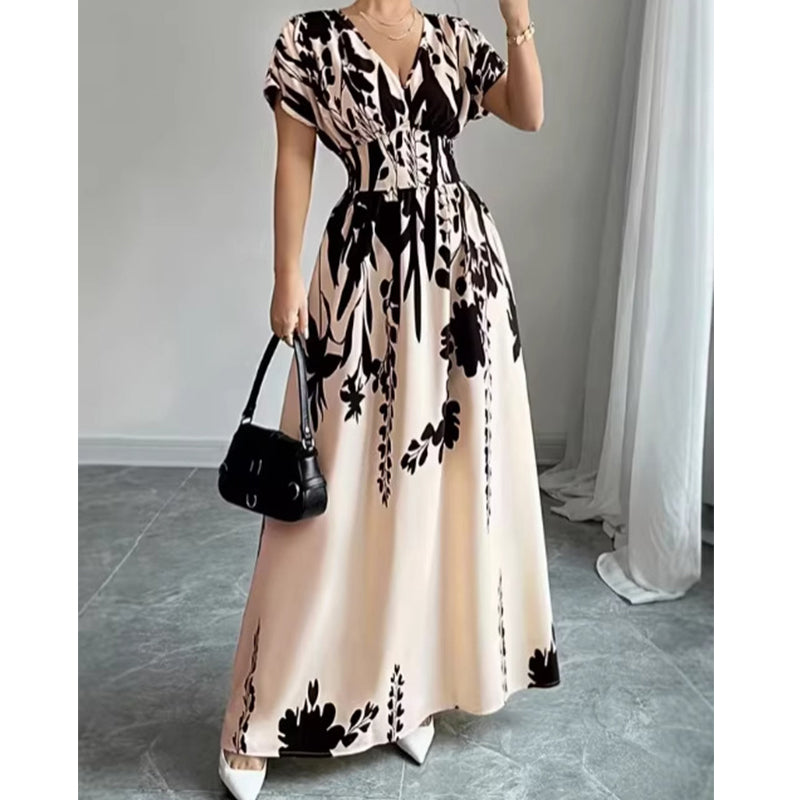 👗🌸 50% RABATT! Bedrucktes Damen-Maxikleid mit hoher Taille – Figurbetont, leicht & perfekt für Sommer, Strand & Urlaub ☀️✨