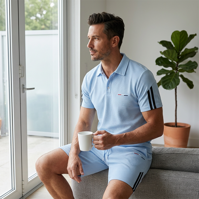 👕🩳 50% RABATT! Herren Freizeit-Kurzarm-Shorts-Set – Bequemes 2-teiliges Set, atmungsaktiv & perfekt für Sommer, Sport & Alltag ☀️✨