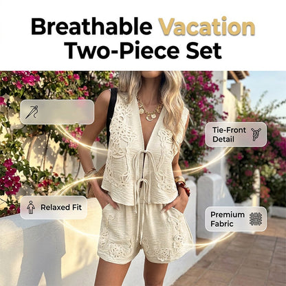 👕🌴 50% RABATT! Damen Sommer-Set mit Knotenoberteil & Shorts – Lässig, atmungsaktiv & perfekt für Strand, Urlaub & heiße Tage ☀️✨