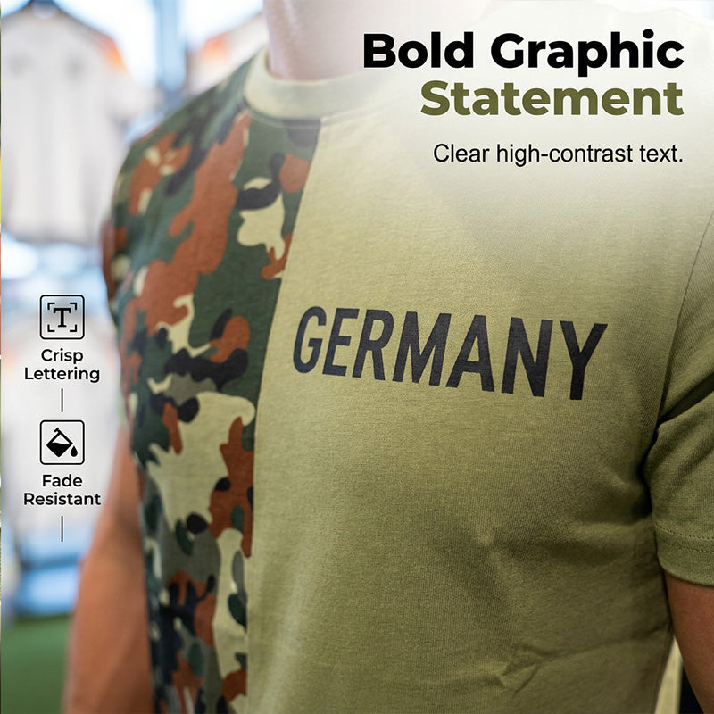 Herren Camouflage Patchwork Rundhals-T-Shirt