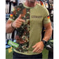 Herren Camouflage Patchwork Rundhals-T-Shirt