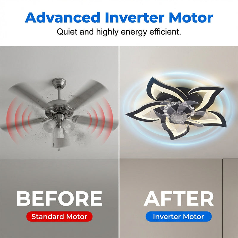 Modern Flower-Shaped Ceiling Fan with Light & Remote