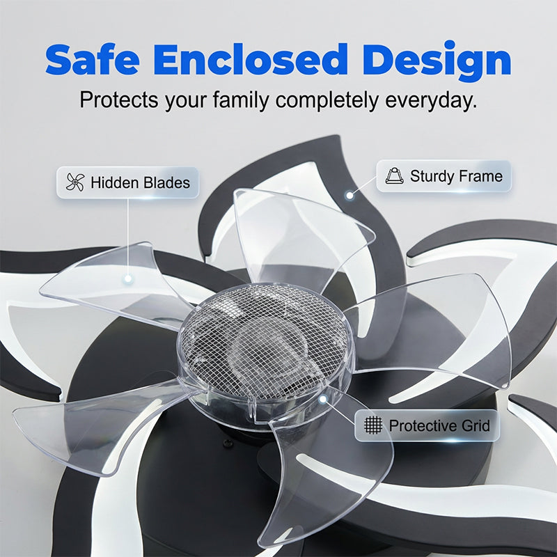 Modern Flower-Shaped Ceiling Fan with Light & Remote