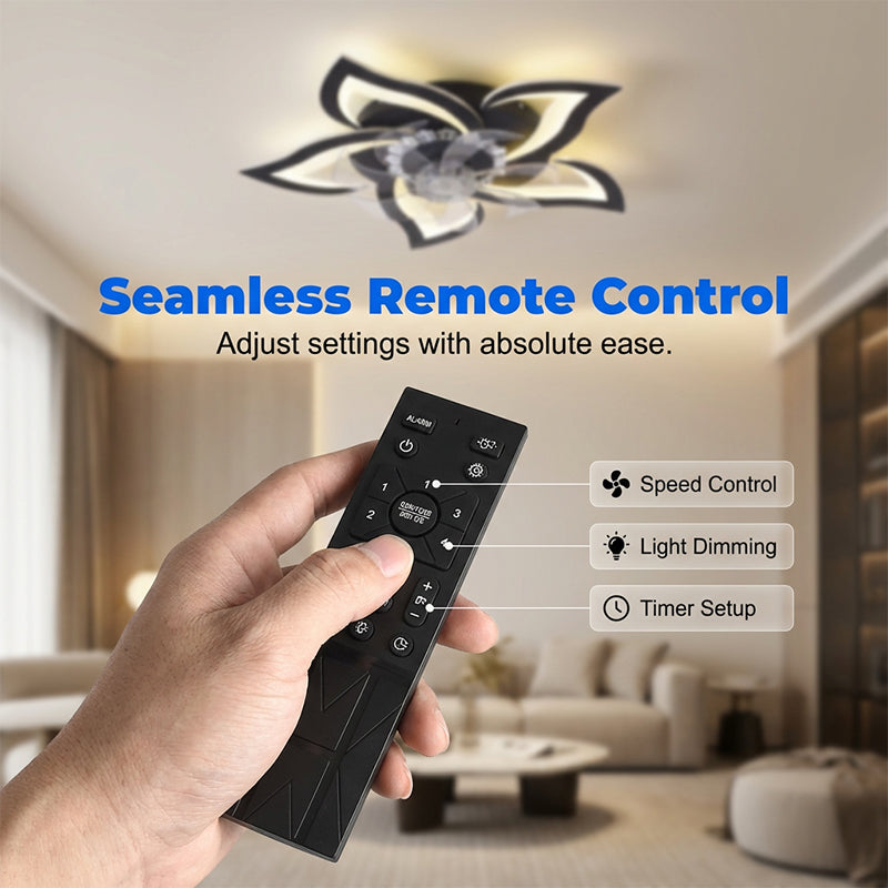 Modern Flower-Shaped Ceiling Fan with Light & Remote