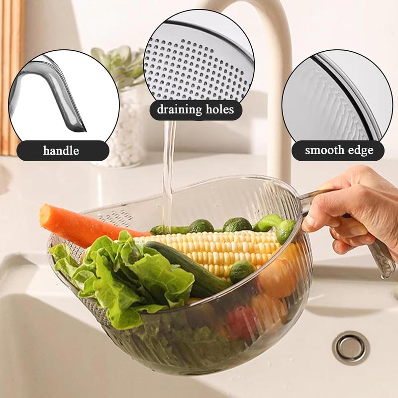 🍚💧 50% RABATT! Reisspüle mit integriertem Abtropfsieb – Rutschfester Boden, stabiler Griff & feine Löcher für perfekte Wasserabfuhr – Ideal für Hülsenfrüchte, Obst & Gemüse ✨