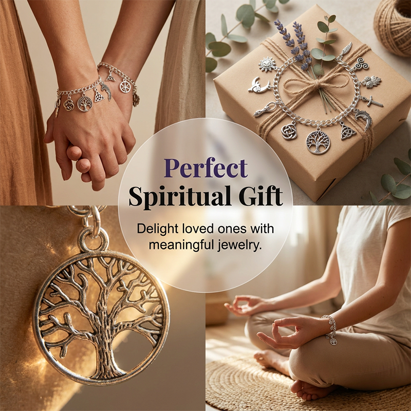 📿✨ 50% RABATT! Vintage-Armband im heidnischen Stil – Wicca-Symbol-Anhänger, Vintage-Metall, vielseitig kombinierbar für den Alltag – Spirituelle Bedeutung ✨