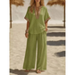 Women’s V-Neck Top and Wide Leg Pants Set