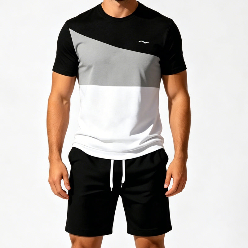 👕 50% RABATT JETZT! 🎨 Herren Colorblock T-Shirt & Shorts Set – Weicher Stoff & atmungsaktiv – Perfekt für Sommer, Sport oder Entspannung – Stilvoll und bequem 🩳✨