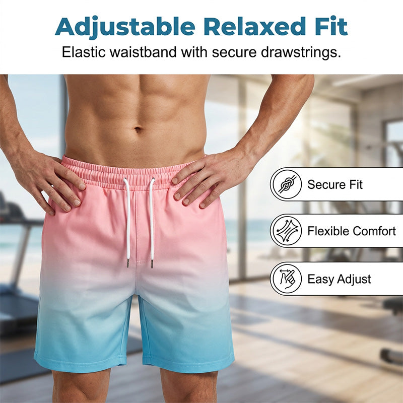 👕🌴 50% RABATT – NUR FÜR KURZE ZEIT! 2-teiliges Sommer-Set für Herren – Kurzarm-Shirt & Shorts mit Palmen-Print & Farbverlauf, atmungsaktiv, bequem & perfekt für Strand, Urlaub & Alltag 🌅✨