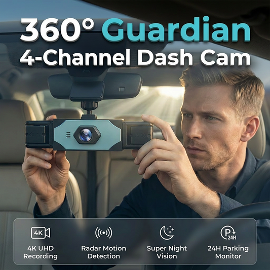 📹 50% RABATT! 🎉 4-Kanal-Dashcam mit 360°-Schutz – Rundumsicht & Nachtsicht – Ideal für sicheres Fahren und Parken – 1080P, Loop-Aufnahme & Bewegungsmelder 🚗🔒✨