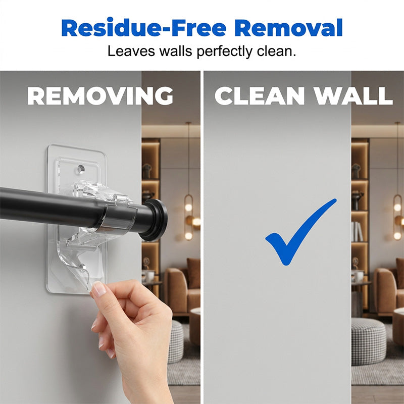 🪟🧲 50% RABATT! Selbstklebende Gardinenstangenhalter – Starke Haftung, bohrlochfrei – Für leichte Vorhänge & Küchengardinen ✨