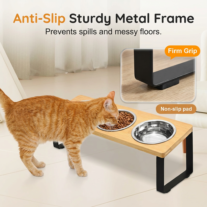 Elevated 3-Bowl Pet Feeder Station