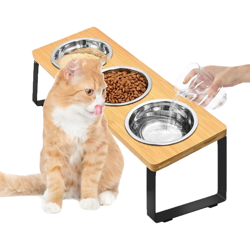 Elevated 3-Bowl Pet Feeder Station