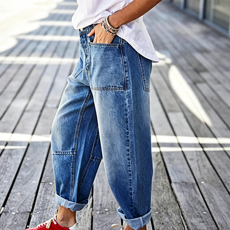 👖✨ 50% RABATT! Damen Barrel-Leg Jeans mit Aufsetztaschen – Trendige Weite, hoher Bund & strukturierter Passform – Perfekt für Casual-Chic & Alltag 🤎