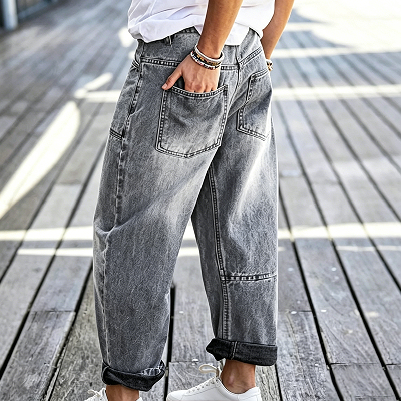 👖✨ 50% RABATT! Damen Barrel-Leg Jeans mit Aufsetztaschen – Trendige Weite, hoher Bund & strukturierter Passform – Perfekt für Casual-Chic & Alltag 🤎