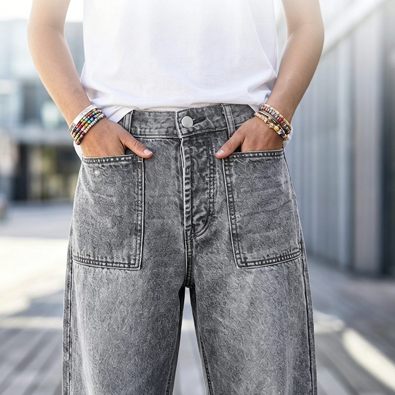 👖✨ 50% RABATT! Damen Barrel-Leg Jeans mit Aufsetztaschen – Trendige Weite, hoher Bund & strukturierter Passform – Perfekt für Casual-Chic & Alltag 🤎