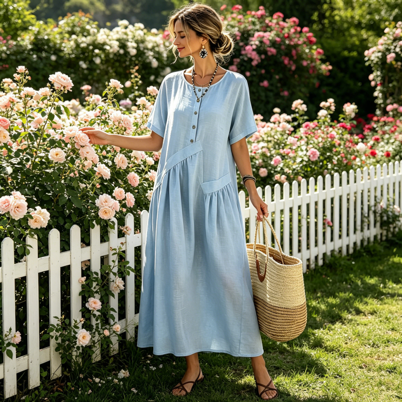👗💎 DER SOMMERHIT 2026 – DER WAHNSINN! Maxikleid für Damen mit Knopfleiste und kurzen Ärmeln – Leicht, luftig & stilvoll – Perfekt für warme Tage am Strand, in der Stadt oder im Urlaub ✨