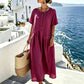 👗💎 DER SOMMERHIT 2026 – DER WAHNSINN! Maxikleid für Damen mit Knopfleiste und kurzen Ärmeln – Leicht, luftig & stilvoll – Perfekt für warme Tage am Strand, in der Stadt oder im Urlaub ✨