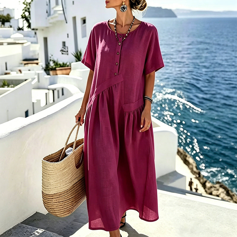 👗💎 DER SOMMERHIT 2026 – DER WAHNSINN! Maxikleid für Damen mit Knopfleiste und kurzen Ärmeln – Leicht, luftig & stilvoll – Perfekt für warme Tage am Strand, in der Stadt oder im Urlaub ✨