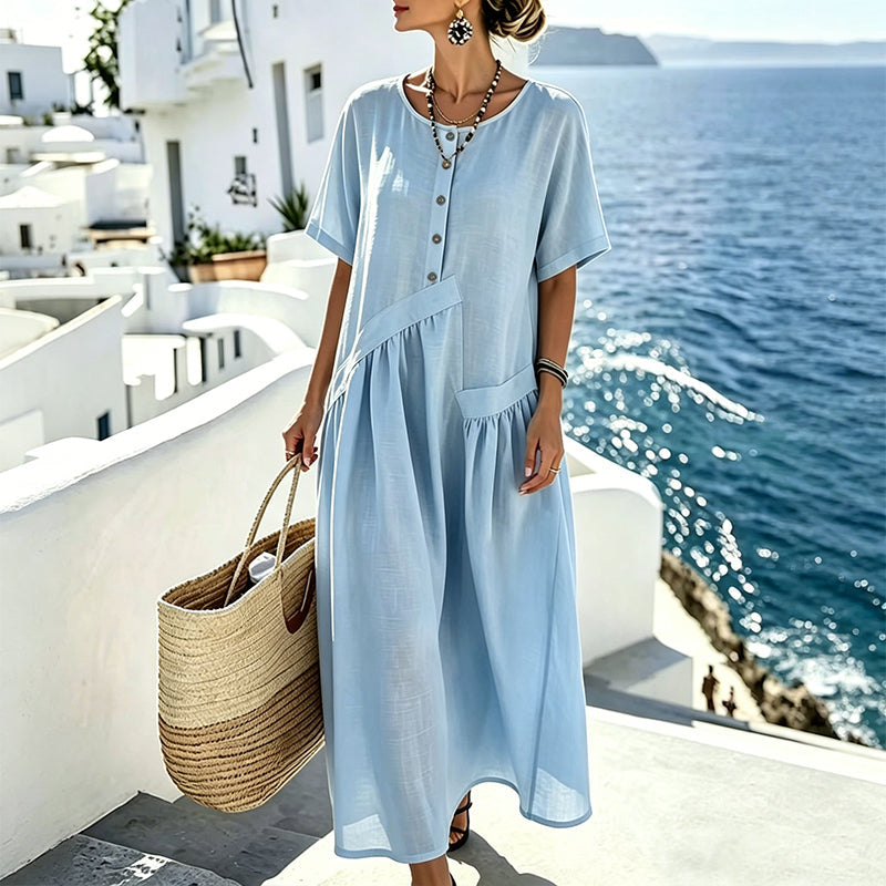 👗💎 DER SOMMERHIT 2026 – DER WAHNSINN! Maxikleid für Damen mit Knopfleiste und kurzen Ärmeln – Leicht, luftig & stilvoll – Perfekt für warme Tage am Strand, in der Stadt oder im Urlaub ✨