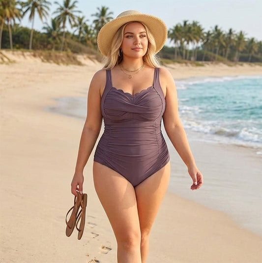 ⏰ 50 % RABATT – Nur für kurze Zeit ✨👙 Plus-Size Badeanzug mit Print – figurformend, Push-up-Effekt & vielseitig in mehreren Farben für Strand und Urlaub 🌺