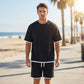🎉 ZEITLICH BEGRENZT 50% RABATT! 👕 Herren Waffelstrick T-Shirt & Shorts Set – Kühlstoff & Entspanntes Schnittdesign 💙